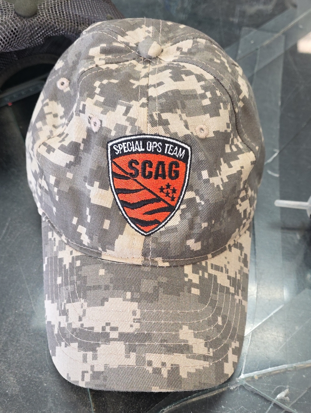SCAG Hat Cap Camoflauge Velcro Closure Used Condition